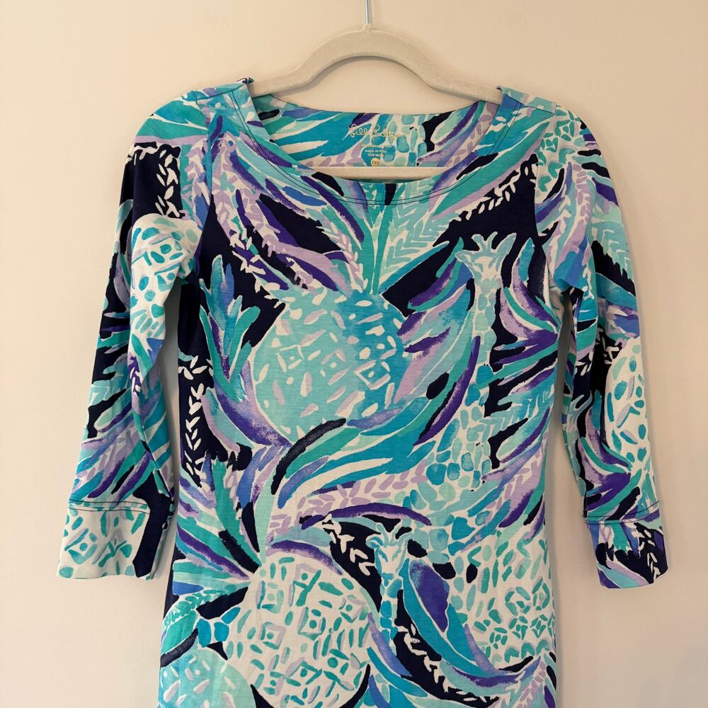 Lilly Pulitzer 100% Pima Cotton Tropical Floral Print Bodycon Dress Size XXS - Picture 3 of 10